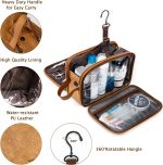 BAGSPRITE Toiletry Bag for Men, Travel Bag for Toiletries, Mens Toiletry Bag Shaving Dopp Kit Organizer, Large Water-resistant Travel Bathroom Bag for Traveling, Black/Brown - Image 5